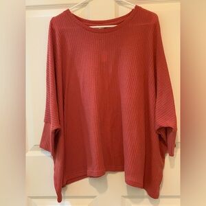 La Miel Cozy Burnt Orange Waffle Knit Bat Winged Sweater.  Size-Small
